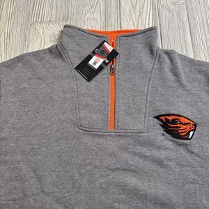 Oregon State Beavers 1/4 Zip Pullover Men’s XL Gray Fleece Logo Captivating New
